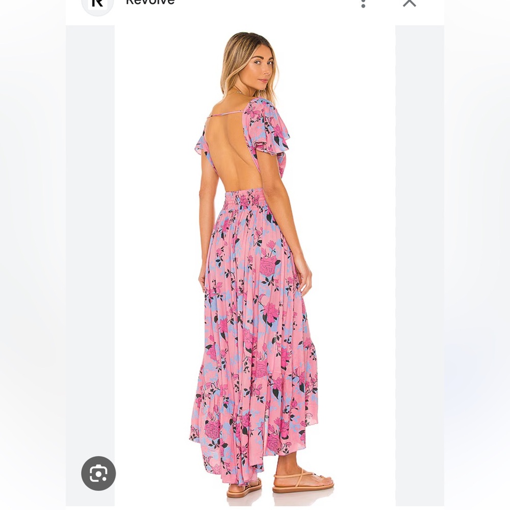 Open back - pink and blue floral maxi dress